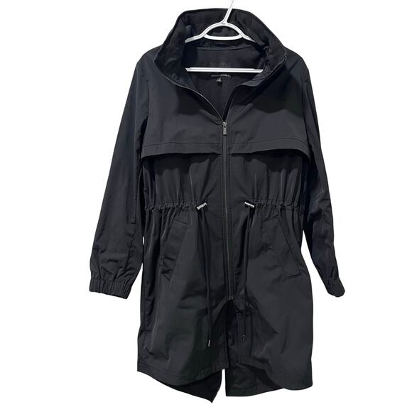 Banana Republic | BR Women's Water-Repellent Long Rain Jacket Black Medium - Picture 2 of 8